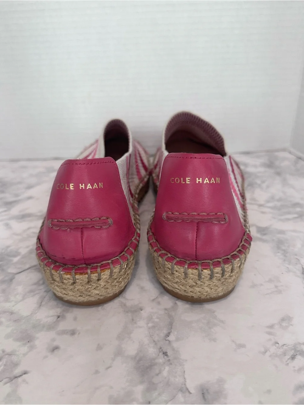 Cole Haan Cloudfeel Pink Stripe Knit Espadrille Flats Women's Size 8 Slip On